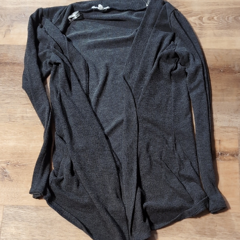 Dark Gray Open Front Cardigan